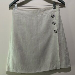 Tahari Xs 100% Linen Skirt Women’s Skort Button Accents
